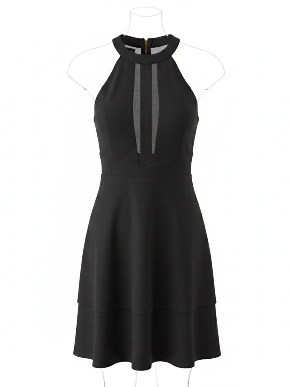 Windsor Black Mesh Insert Fit & Flare Dress‎ Size S